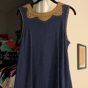 Lilly Pulitzer navy sweater shell with gold beads
